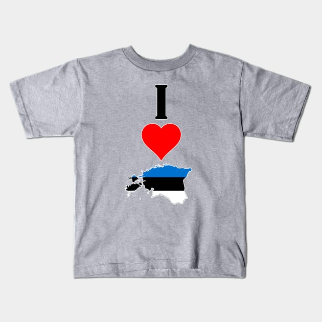 I Love Estonia Vertical I Heart Country Flag Map Kids T-Shirt by Sports Stars ⭐⭐⭐⭐⭐